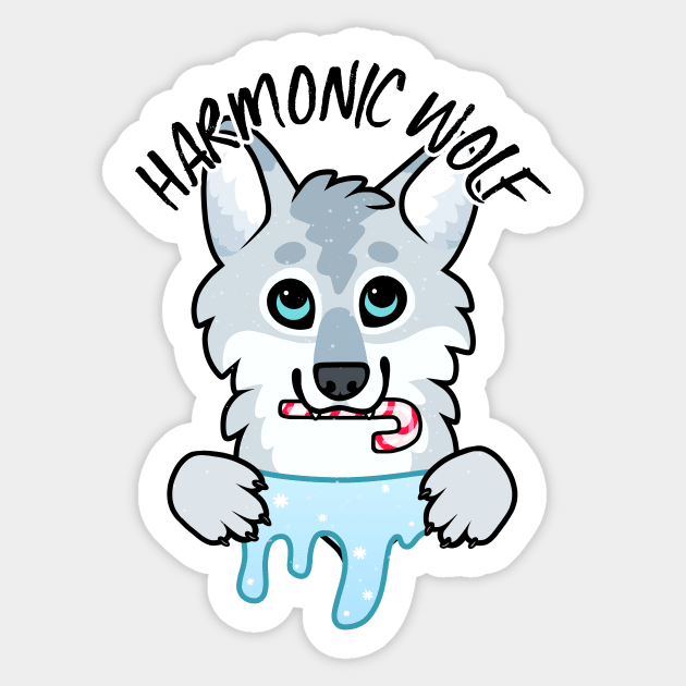 Harmonic Wolf Winter Slime- with words Sticker by Catbreon